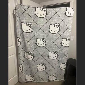 Sanrio Hello Kitty Plush Grey Throw Blanket NWOT